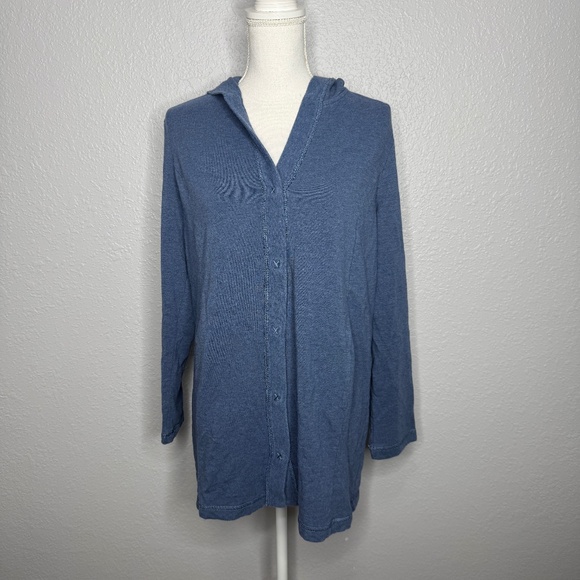 Pre-Owned Pure Jill Blue Hooded Top Sweatshirt Cardigan Size Medium -cp - Picture 2 of 9